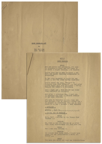 Moe Howard's 9pp. Script of the ''Bert Wheeler Act'' From the Texaco Star Theater Starring Milton Berle, From 1948 -- 8.5'' x 11'' -- Very Good
